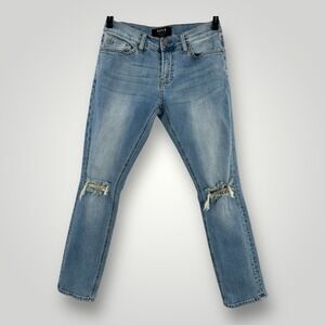 DSTLD Jeans Mens Size30x30 Blue Distressed Cotton Skinny-Slim Stretch Straight‎